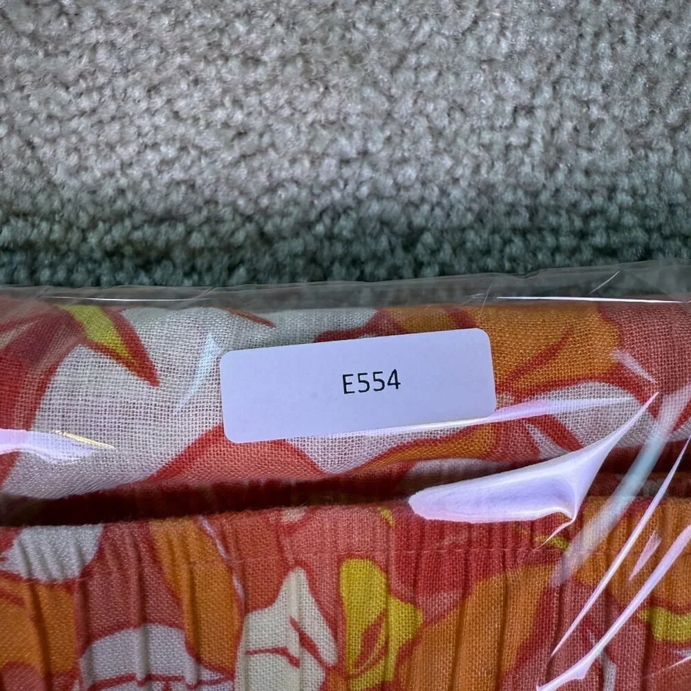 C&C California Linen Blend Sz L Wide Leg Cropped Colorful Floral Boho Pants E554 - Picture 11 of 11